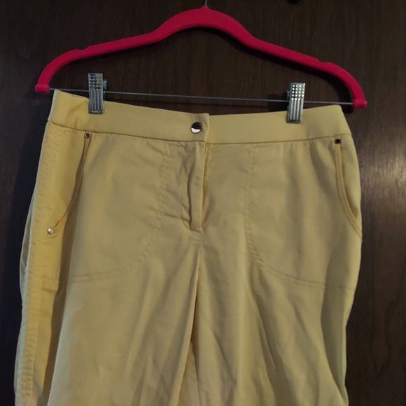 Vintage Retro Chico Pale Yellow Capri Chopped Rolled Cuff Pants, XS, 00 - Picture 3 of 8